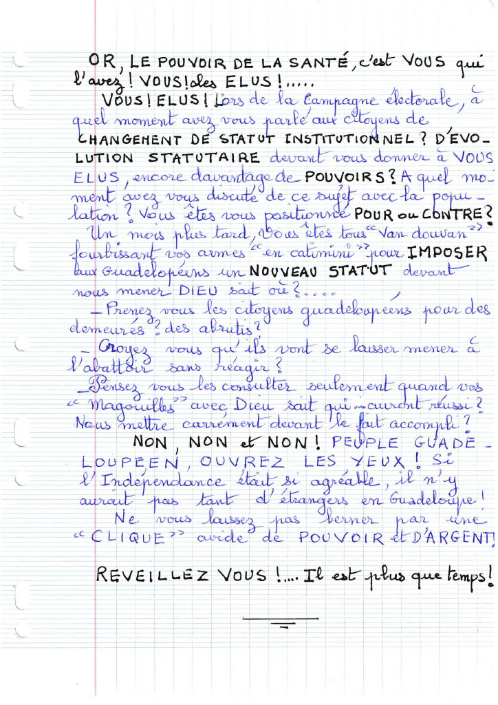 Visuel publié par la CSLR, Guadeloupe