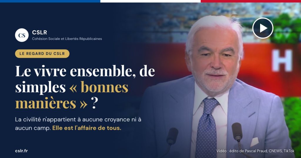 Pascal Praud pendant son édito sur CNEWS, avec le regard du CSLR : le vivre ensemble, de simples bonnes manières ?