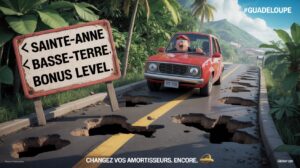 Illustration de l'article : Les routes en Guadeloupe ? Un mélange entre Mario Kart et Koh-Lanta.